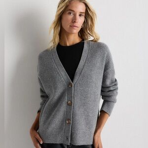 Quince Mongolian Cashmere Fisherman Cropped Cardigan Sweater